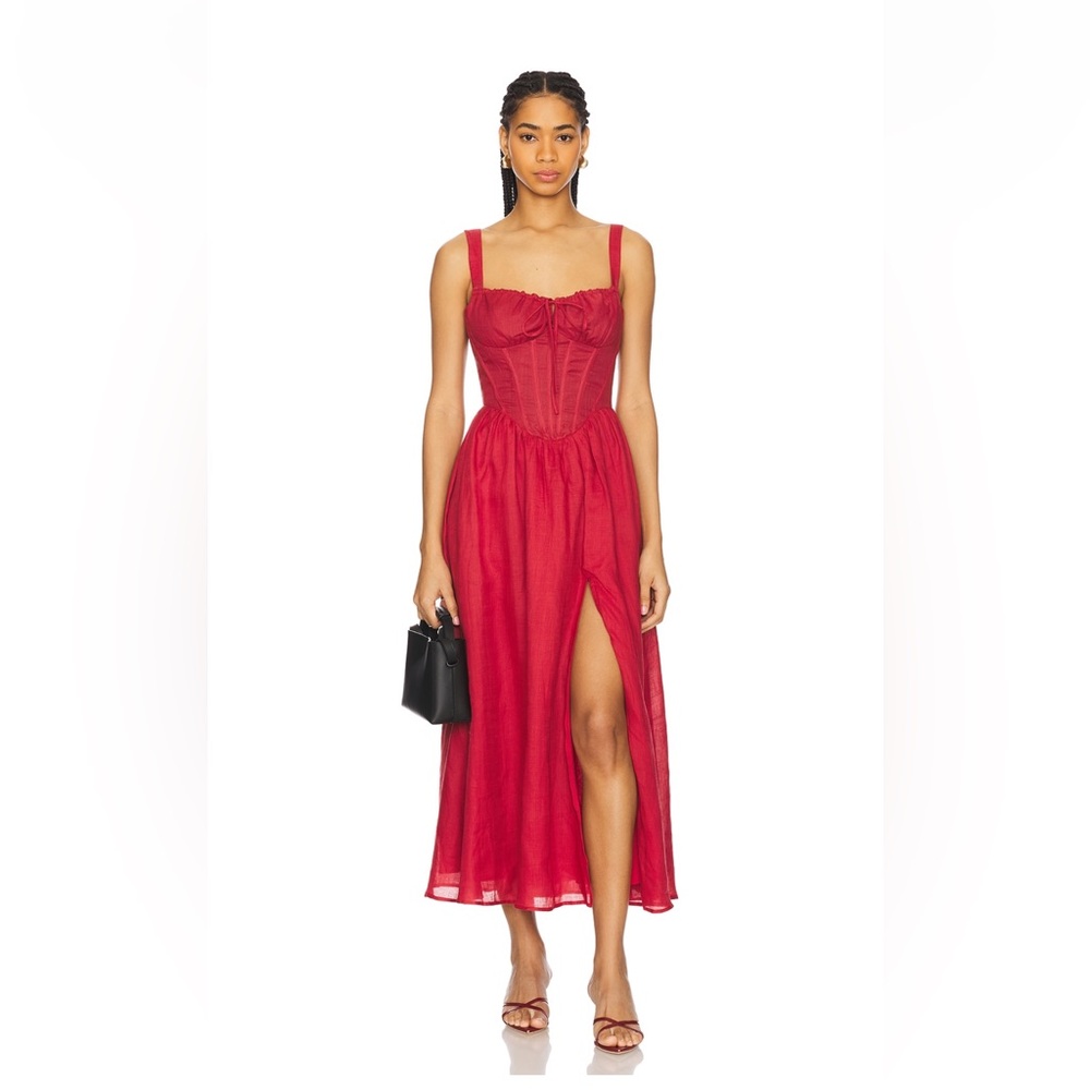 Esra Midi Dress in Fire Red